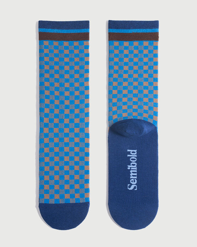 SEMIBOLD PLAID CREW SOCKS TILED SN23010401PLD BLUE S M